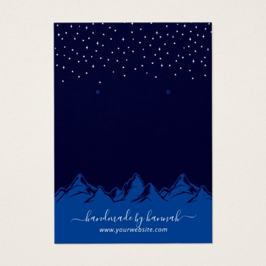 Navy Blue Night Mountains Handmade Earning Display Visitekaartje (Voorkant)