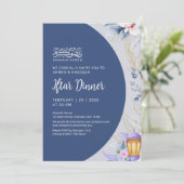 Navy Blue Night Sky Ramadan Iftar Dinner Kaart (Staand voorkant)