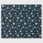 Navy Blue Night Sky White Sneeuwvlokken Cadeaupapier (Vlak)