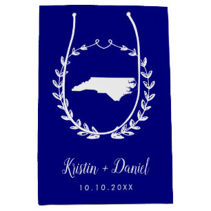Navy Blue North Carolina Map Wedding Welcome Swag Medium Cadeauzakje