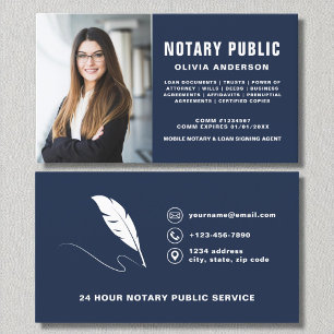 Navy Blue Notary Public Signing Agent Foto Visitekaartje