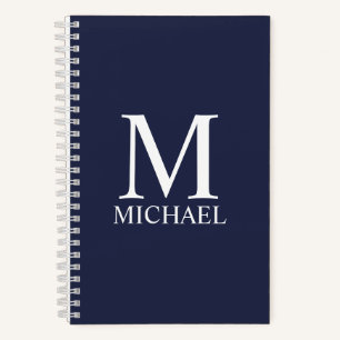 Navy Blue - Notitieboek voor persoonlijk monogram 