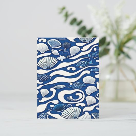 Navy blue oceaan briefkaart (Staand voorkant)