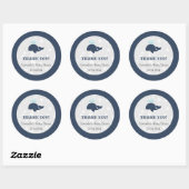Navy Blue Ocean Whale Baby shower Ronde Sticker (Vel)