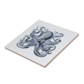 Navy Blue Octopus afbeelding door Ernst Haeckel Tegeltje (Zijkant)