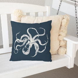 Navy Blue  Octopus Buitenkussen
