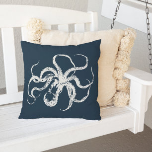 Navy Blue  Octopus Buitenkussen