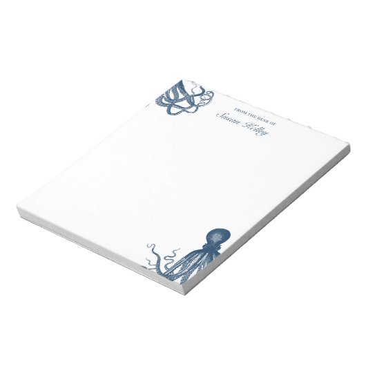 Navy Blue Octopus, gepersonaliseerd Notitieblok (Linkerzijde)
