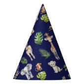 Navy Blue Oerwoud Animals Wild Eén 1e verjaardag Feesthoedjes (Links)