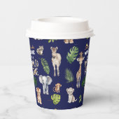 Navy Blue, Oerwoud dieren, Safari 1e verjaardag Papieren Bekers (Achterkant)