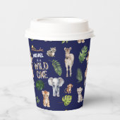 Navy Blue, Oerwoud dieren, Safari 1e verjaardag Papieren Bekers (Voorkant)