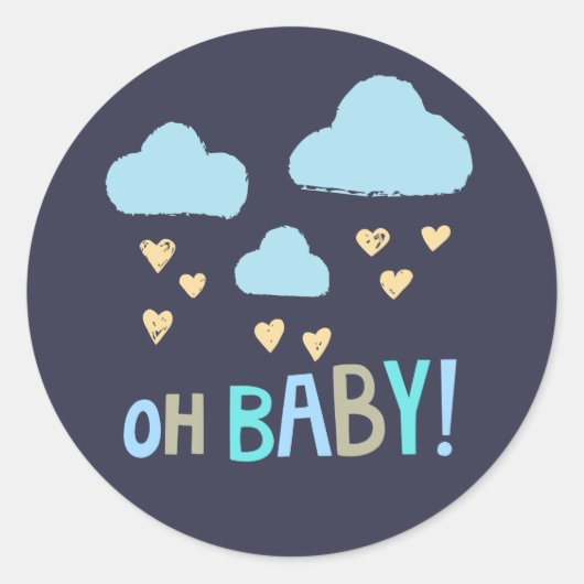 Navy Blue Oh Baby Baby Boy Ronde Sticker (Voorkant)