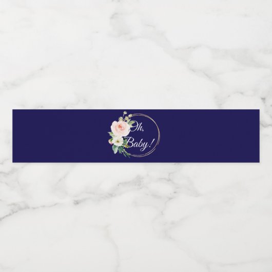 Navy Blue Oh baby Waterflesetiket Waterfles Etiket (Enkel label)