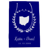 Navy Blue Ohio Kaart Huwelijk Welkom Swag Medium Cadeauzakje (Voorkant)