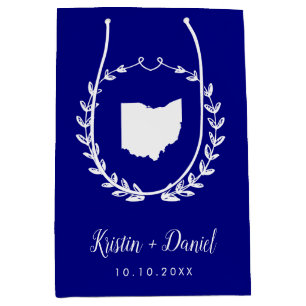 Navy Blue Ohio Kaart Huwelijk Welkom Swag Medium Cadeauzakje