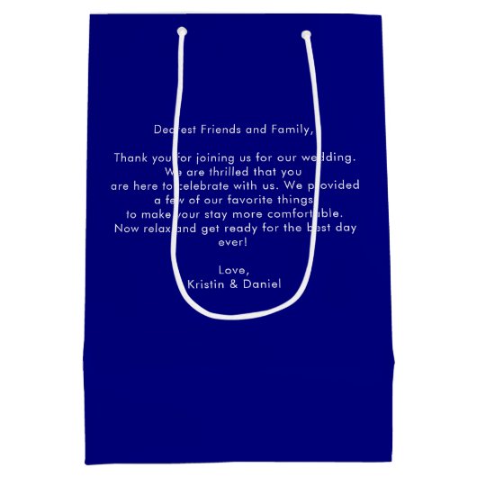 Navy Blue Ohio Kaart Huwelijk Welkom Swag Medium Cadeauzakje (Achterkant)