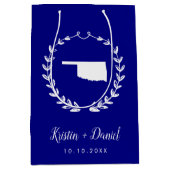 Navy Blue Oklahoma Map Wedding Welcome Swag Medium Cadeauzakje (Voorkant)