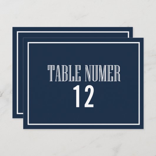 Navy Blue Old Fashion Table Number Briefkaart (Voorkant / Achterkant)