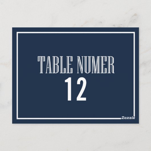 Navy Blue Old Fashion Table Number Briefkaart (Achterkant)
