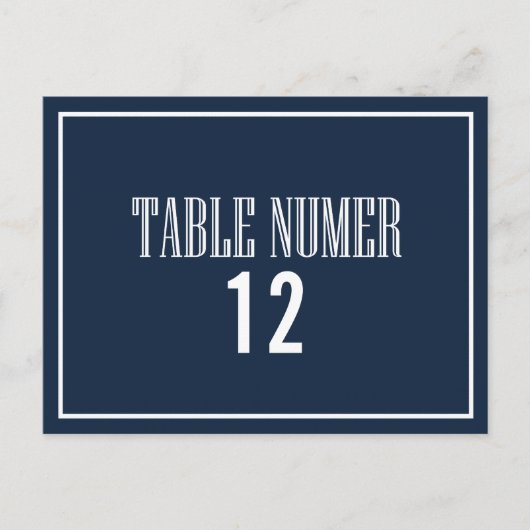 Navy Blue Old Fashion Table Number Briefkaart (Voorkant)