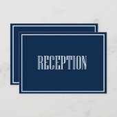 Navy Blue Old Fashion Typography Reception Kaart (Voorkant / Achterkant)