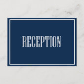 Navy Blue Old Fashion Typography Reception Kaart (Voorkant)