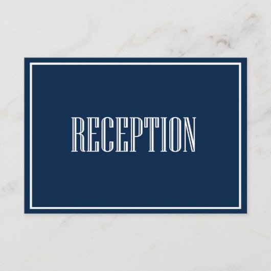 Navy Blue Old Fashion Typography Reception Kaart (Voorkant)