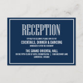 Navy Blue Old Fashion Typography Reception Kaart (Achterkant)