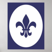 Navy Blue Old Fashioned Oval Border Silhouette Poster (Voorkant)