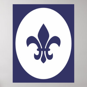 Navy Blue Old Fashioned Oval Border Silhouette Poster