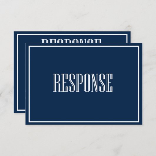 Navy Blue Old Fashioned Typography RSVP Card (Voorkant / Achterkant)