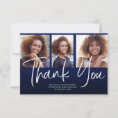 Navy Blue Ombre' Afstuderen 3 Foto bedankt (Voorkant)