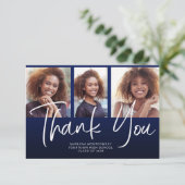 Navy Blue Ombre' Afstuderen 3 Foto bedankt (Staand voorkant)