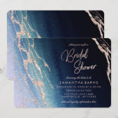 Navy Blue Ombre Agaat bruids douche uitnodiging (Voorkant / Achterkant)