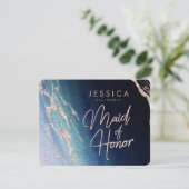 Navy Blue Ombre Agaat, je wordt mijn bruidsmeisje Kaart (Staand voorkant)