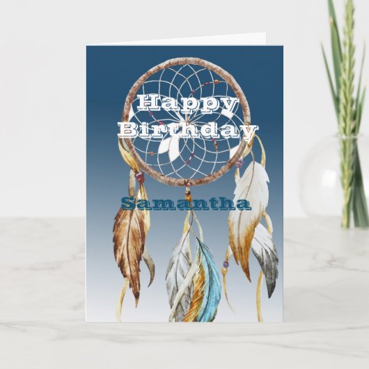 Navy Blue Ombre Droomvanger Verjaardag Kaart (Voorkant)