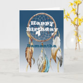 Navy Blue Ombre Droomvanger Verjaardag Kaart (Gele Bloem)