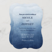 Navy Blue Ombre Elegant Custom Wedding Invitation Kaart (Voorkant / Achterkant)