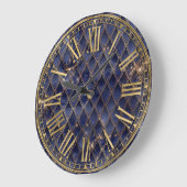 Navy Blue Ombre & Gold Sparkle Dragon Scales Grote Klok (Hoek)