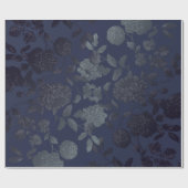 Navy Blue Ombre Modern  Floral Cadeaupapier (Vlak)