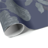 Navy Blue Ombre Modern  Floral Cadeaupapier (Rol Hoek)