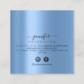 Navy Blue Ombre Monogram Name Social Roos Vierkante Visitekaartje (Achterkant)