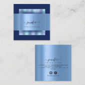 Navy Blue Ombre Monogram Name Social Roos Vierkante Visitekaartje (Voorkant / Achterkant)