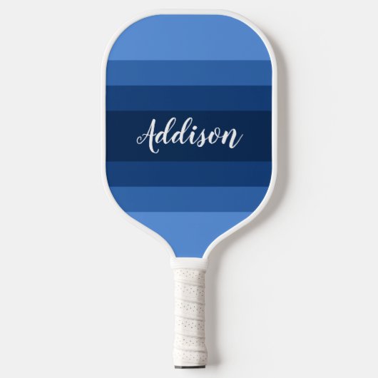 Navy Blue Ombre Stiped Custom Pickleball Paddle (Voorkant)
