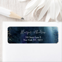 Navy Blue Ombre Waterverf Elegant Return Address Etiket