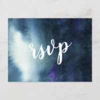 Navy Blue Ombre Zilveren Glitter Bruiloft RSVP