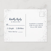 Navy Blue Ombre Zilveren Glitter Bruiloft RSVP Uitnodiging Briefkaart (Achterkant)