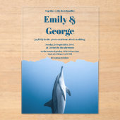 Navy Blue Onder het Zee Dolfijn Kustbruiloft Acryl Uitnodigingen (Voorkant)