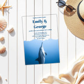 Navy Blue Onder het Zee Dolfijn Kustbruiloft Acryl Uitnodigingen