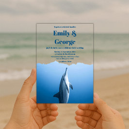 Navy Blue Onder het Zee Dolfijn Kustbruiloft Acryl Uitnodigingen